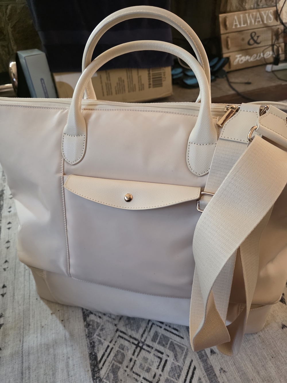 Avion Deluxe Cream Travel Tote with Pink Embroidery Mark & Graham - Picture 2 of 4